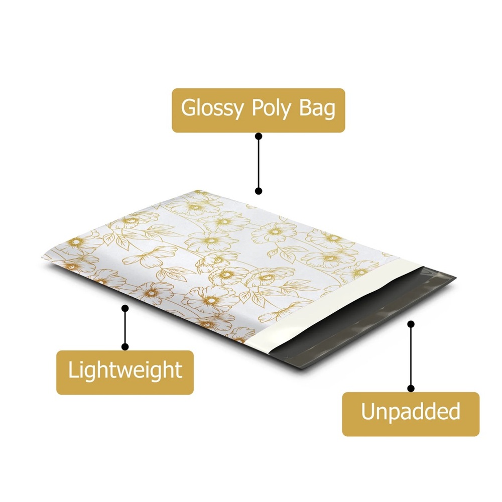 Gold Peonies Poly Mailer’s 10x13 Pack of 25 - Picture 5 of 11